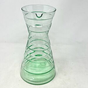 Vidreco Recycled Ribbed Glass Green Pitcher Carafe 9.5" Tall Handmade Spain